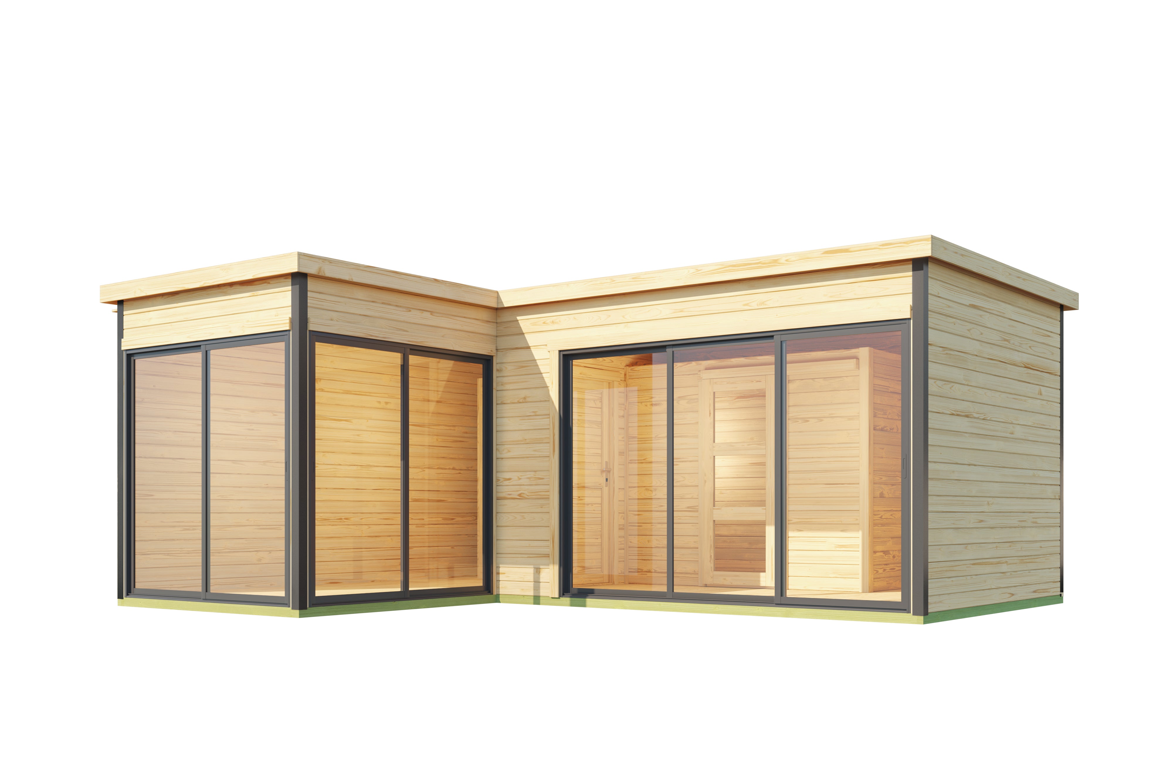 Lasita Maja | Domeo 11 (16'5" x 19'6" | 224 sq.ft.) Modern Cabin With Two Separate Rooms And Large Glass Fronts