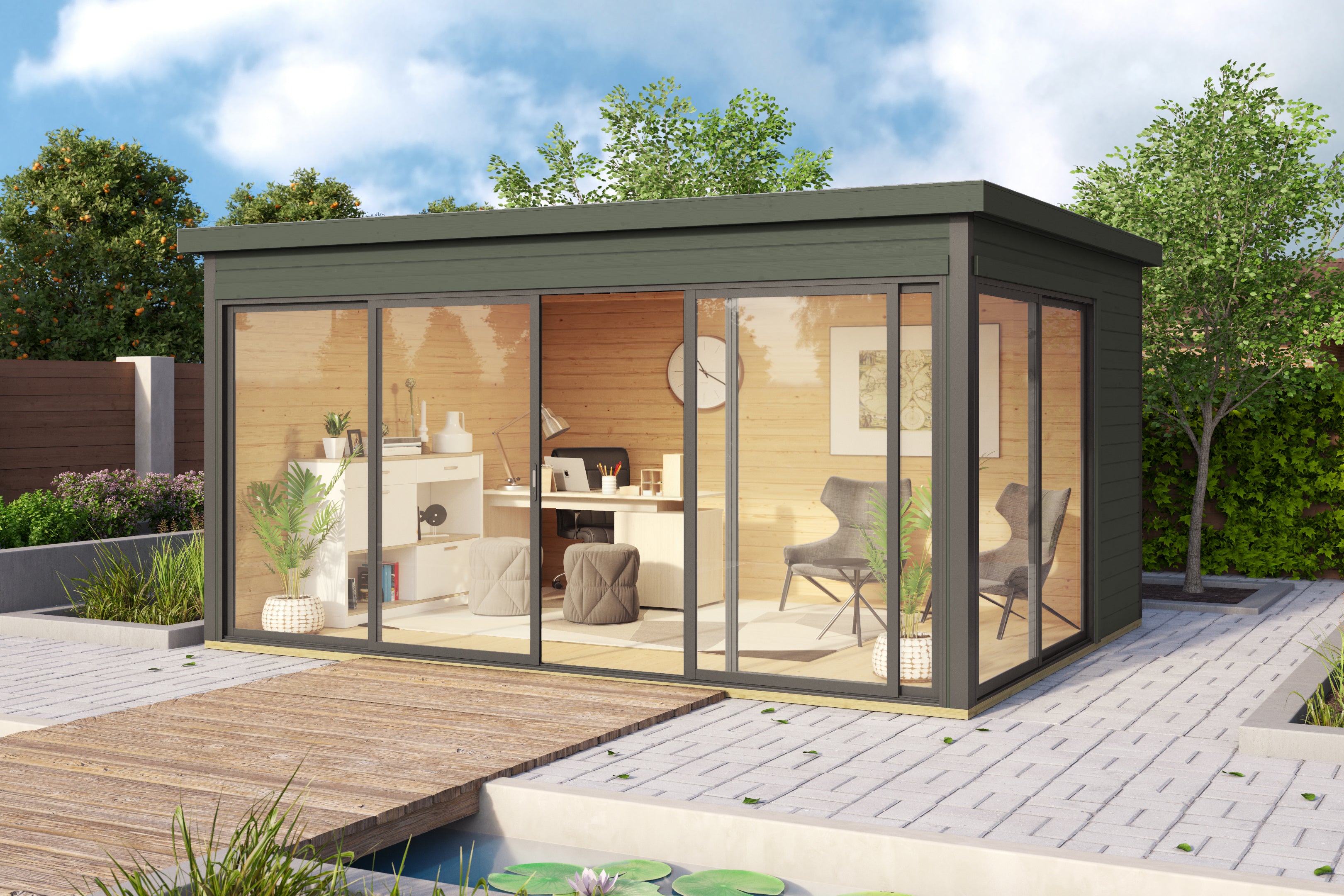 Lasita Maja | Domeo 4 (13'9" x 10'7" | 138 sq.ft.) Modern Cabin With Large Window Facade