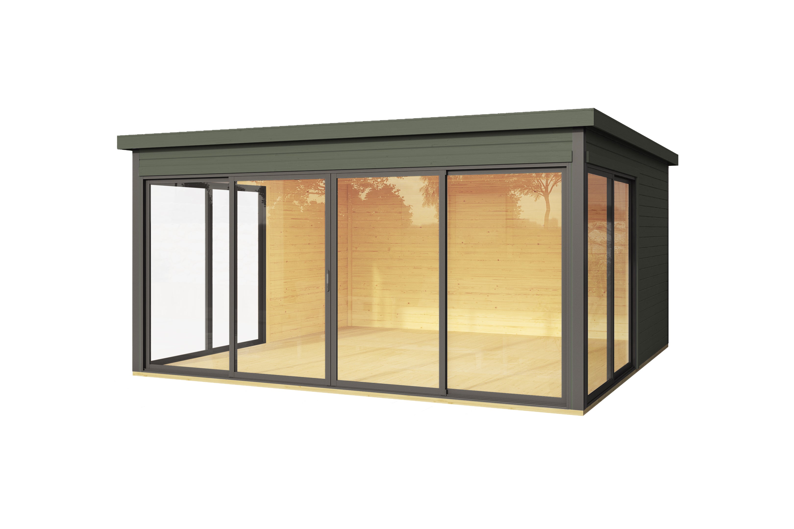 Lasita Maja | Domeo 5 (13'9" x 13'9" | 180 sq.ft.) Modern Cabin With Large Glass Panels On Three Sides