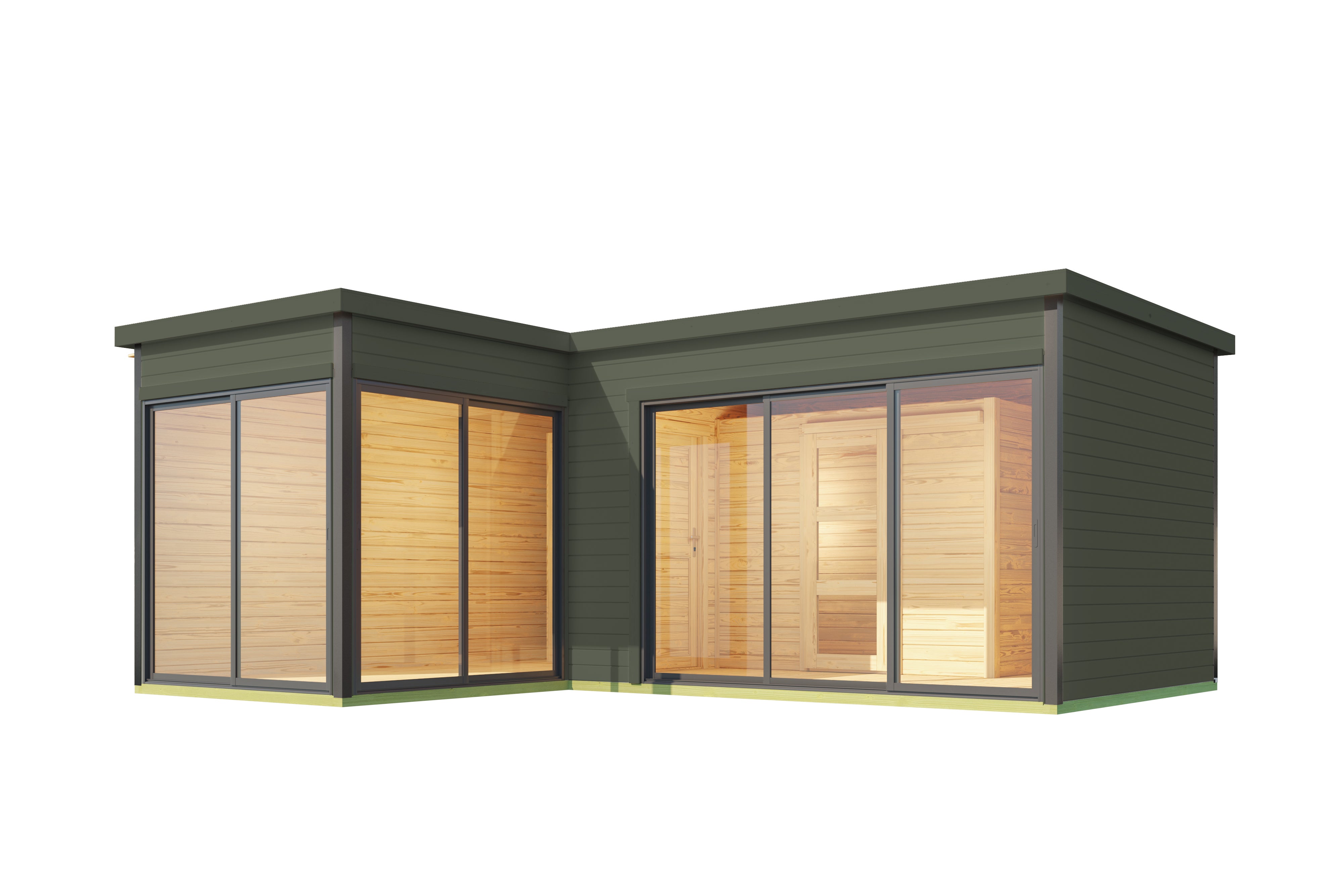 Lasita Maja | Domeo 11 (16'5" x 19'6" | 224 sq.ft.) Modern Cabin With Two Separate Rooms And Large Glass Fronts