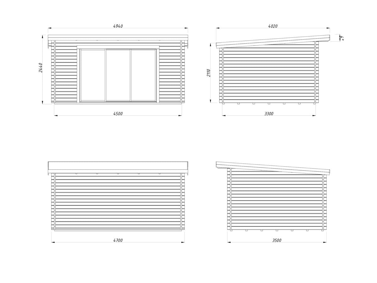 Palmako | Lea M (15'5" x 11'6" | 152.8 sq.ft. | 1.7") Spacious Pent Garden Room with Sliding Doors