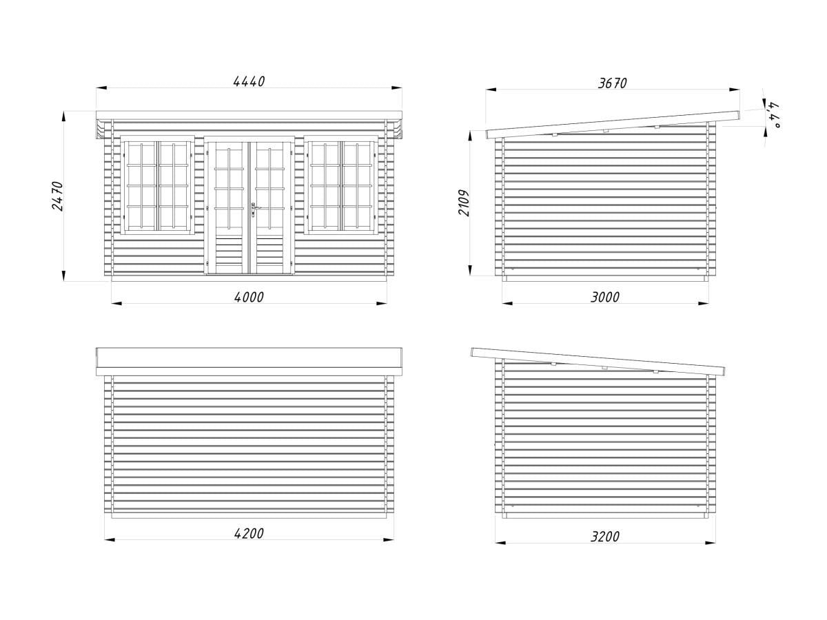 Palmako | Lisa S (13'9" x 10'6" | 123.8 sq.ft. | 1.3") Pent Timber Garden Room