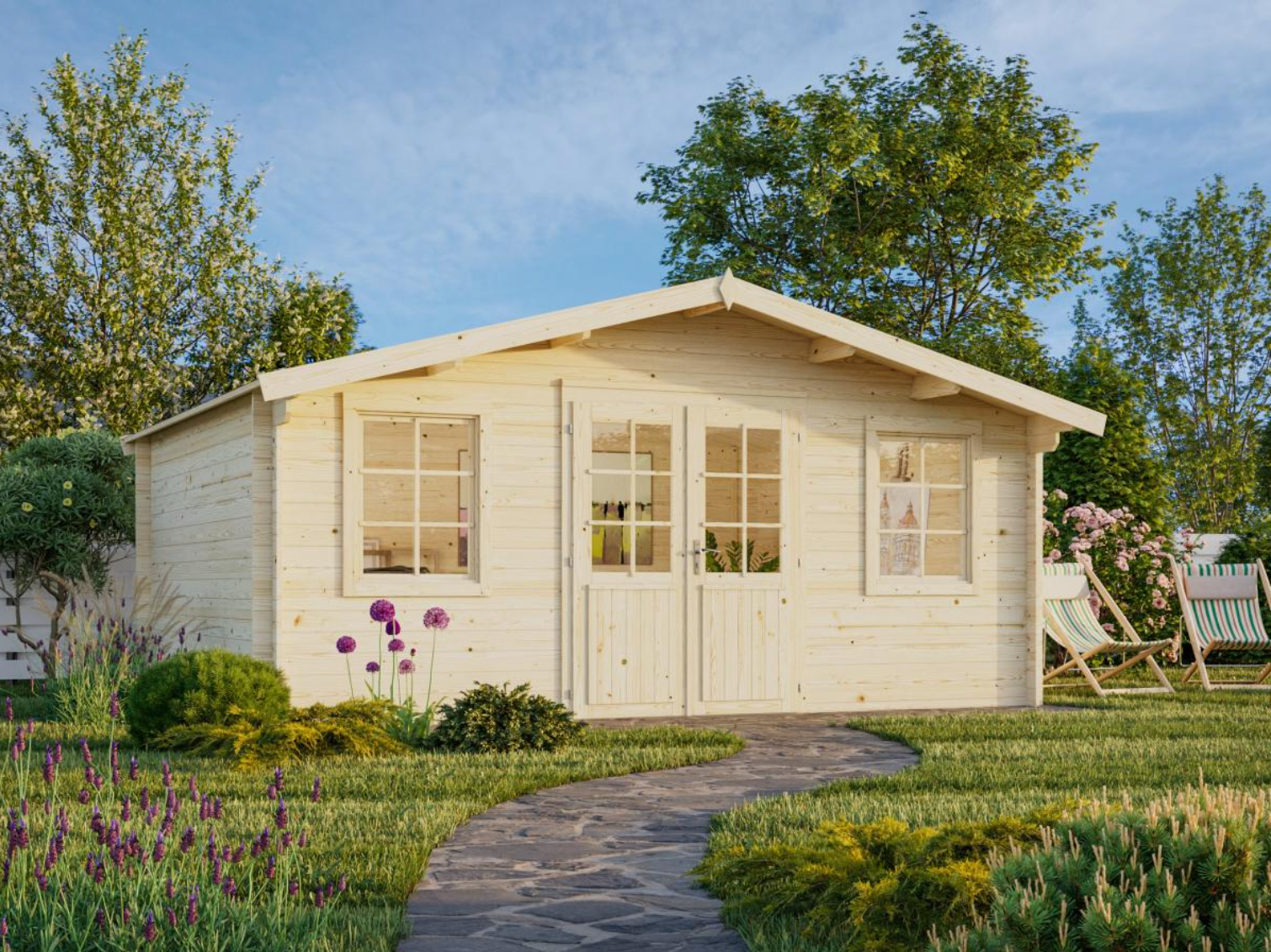 Palmako | Klara L (16'6" x 12'6" | 183 sq.ft. | 1.1") Under 8'3" Garden Log Cabin