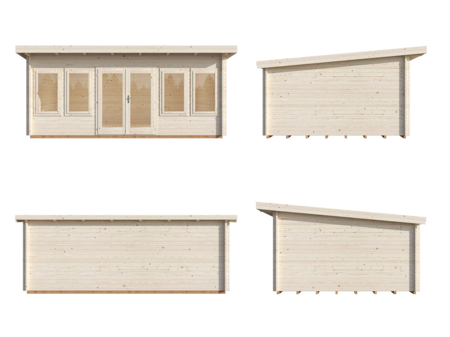 Palmako | Lisa L (18'1" x 13'1" | 209 sq.ft. | 1.7") Spacious Pent Roof Summer House with Double Doors