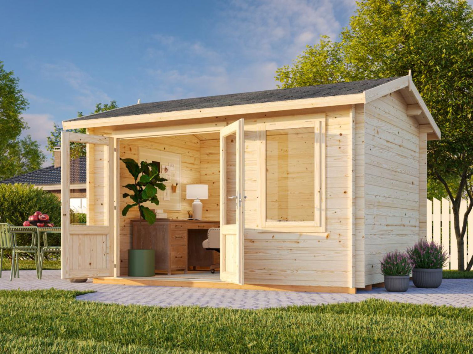 Palmako | Iris S (12'6" x 9'9" | 103 sq.ft. | 1.1") Compact Under 8'3" Garden Summer House