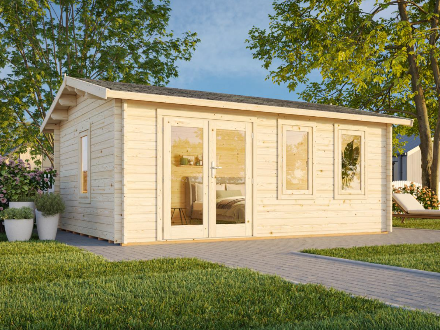 Palmako | Iris L (17'5" x 13'5" | 206 sq.ft. | 1.7") Double Glazed Summer House with Double Doors