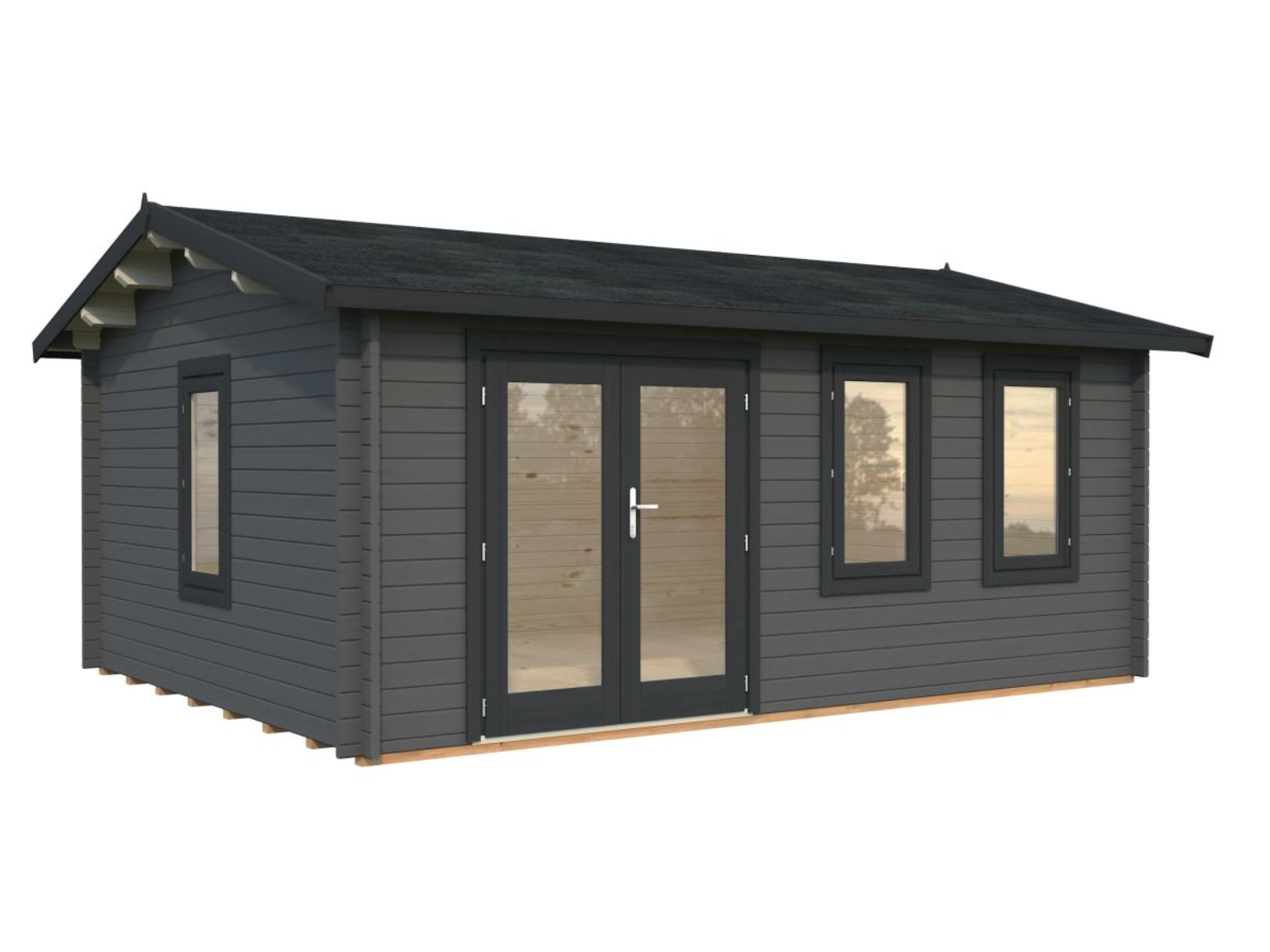 Palmako | Iris L (17'5" x 13'5" | 206 sq.ft. | 1.7") Double Glazed Summer House with Double Doors