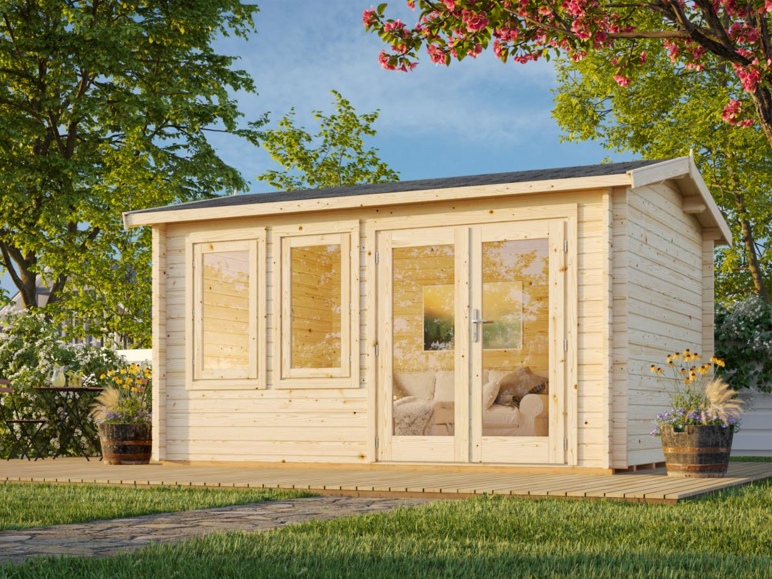 Palmako | Iris M (13'5" x 10'6" | 120 sq.ft. | 1.7") Log Cabin Summer House