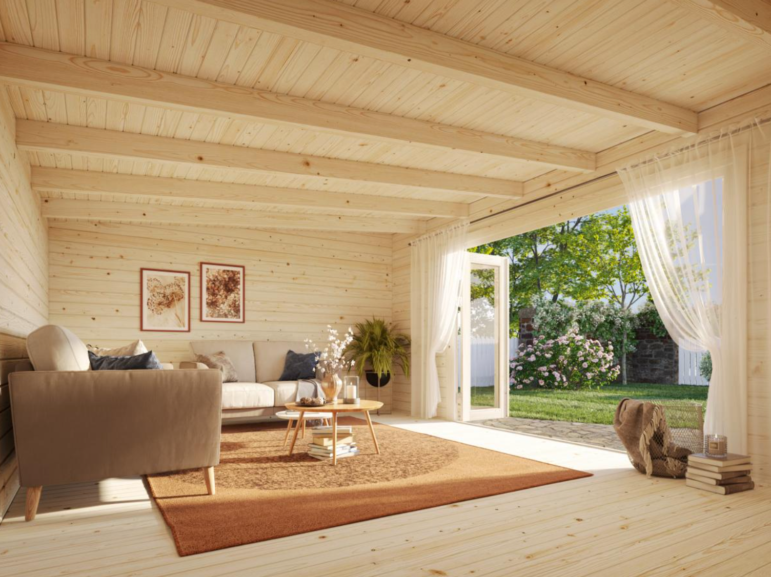 Palmako | Lea L (18'1" x 13'1" | 209 sq.ft. | 1.7") Pent Roof Garden Room with Bi-Fold Doors