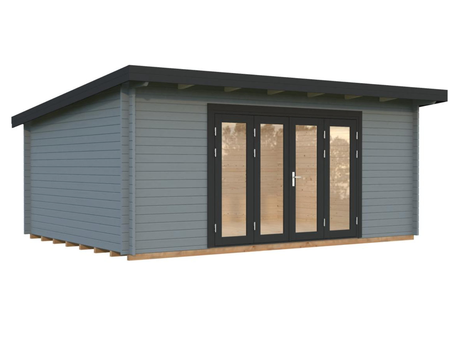 Palmako | Lea L (18'1" x 13'1" | 209 sq.ft. | 1.7") Pent Roof Garden Room with Bi-Fold Doors