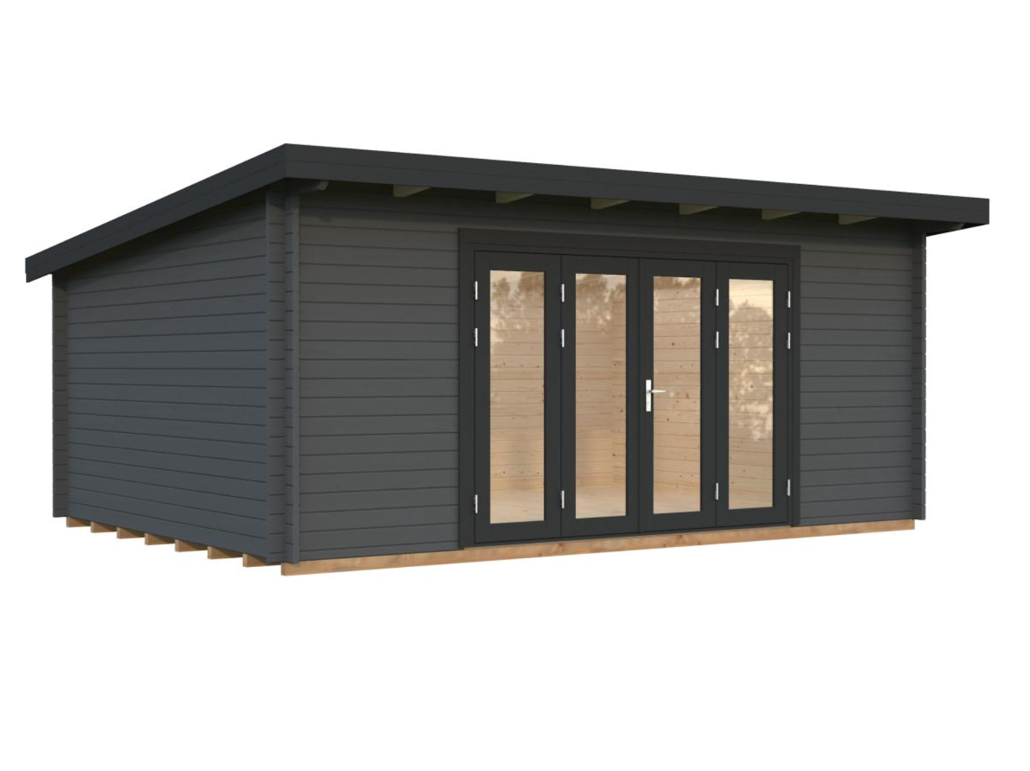 Palmako | Lea L (18'1" x 13'1" | 209 sq.ft. | 1.7") Pent Roof Garden Room with Bi-Fold Doors