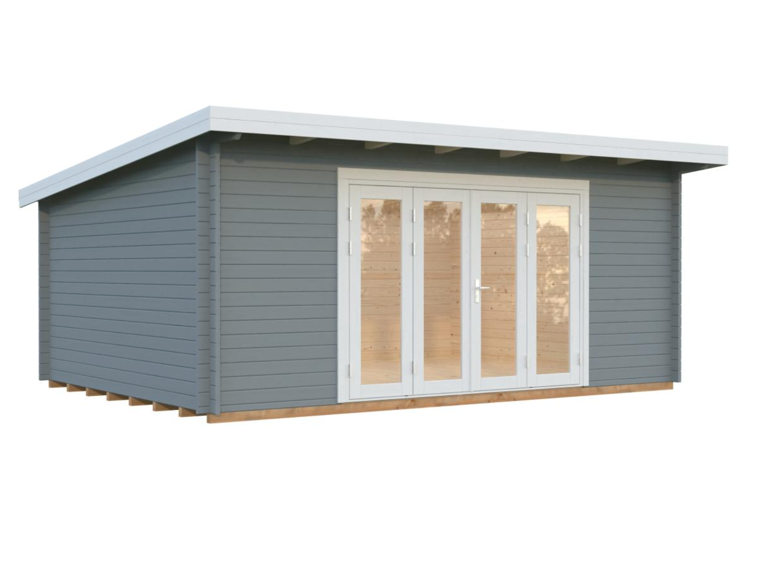 Palmako | Lea L (18'1" x 13'1" | 209 sq.ft. | 1.7") Pent Roof Garden Room with Bi-Fold Doors