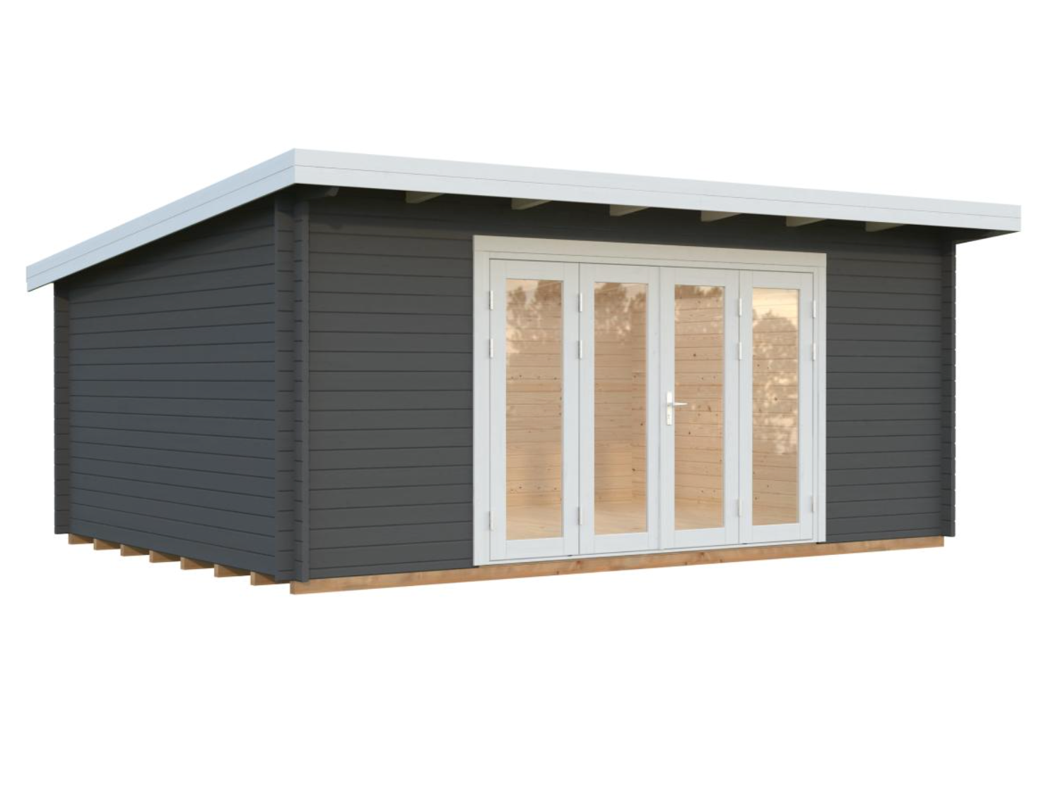 Palmako | Lea L (18'1" x 13'1" | 209 sq.ft. | 1.7") Pent Roof Garden Room with Bi-Fold Doors