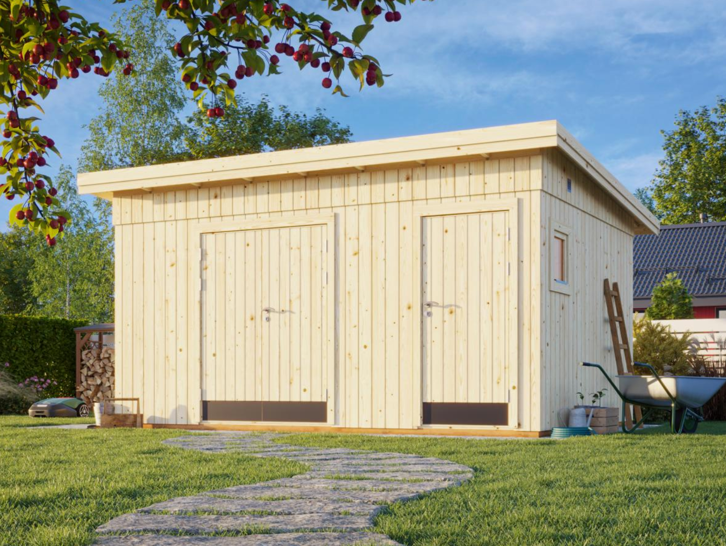 Palmako | Kalle M (14'9" x 11'0" | 145 sq.ft.) Two Room Pent Shed