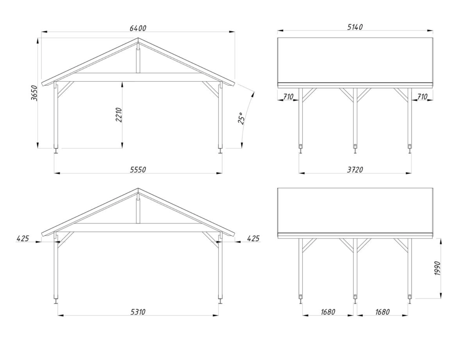 Palmako | Robert M (18'4" x 12'2" | 222 sq.ft.) Double Carport or Large Pavilion