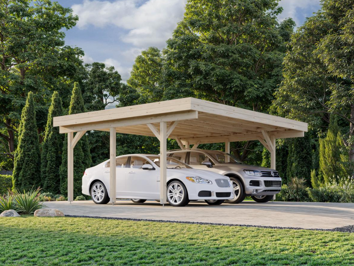 Palmako | Karl M (18'4" x 12'2" | 222 sq.ft.) Large Pavilion or Modern Flat Roof Double Carport