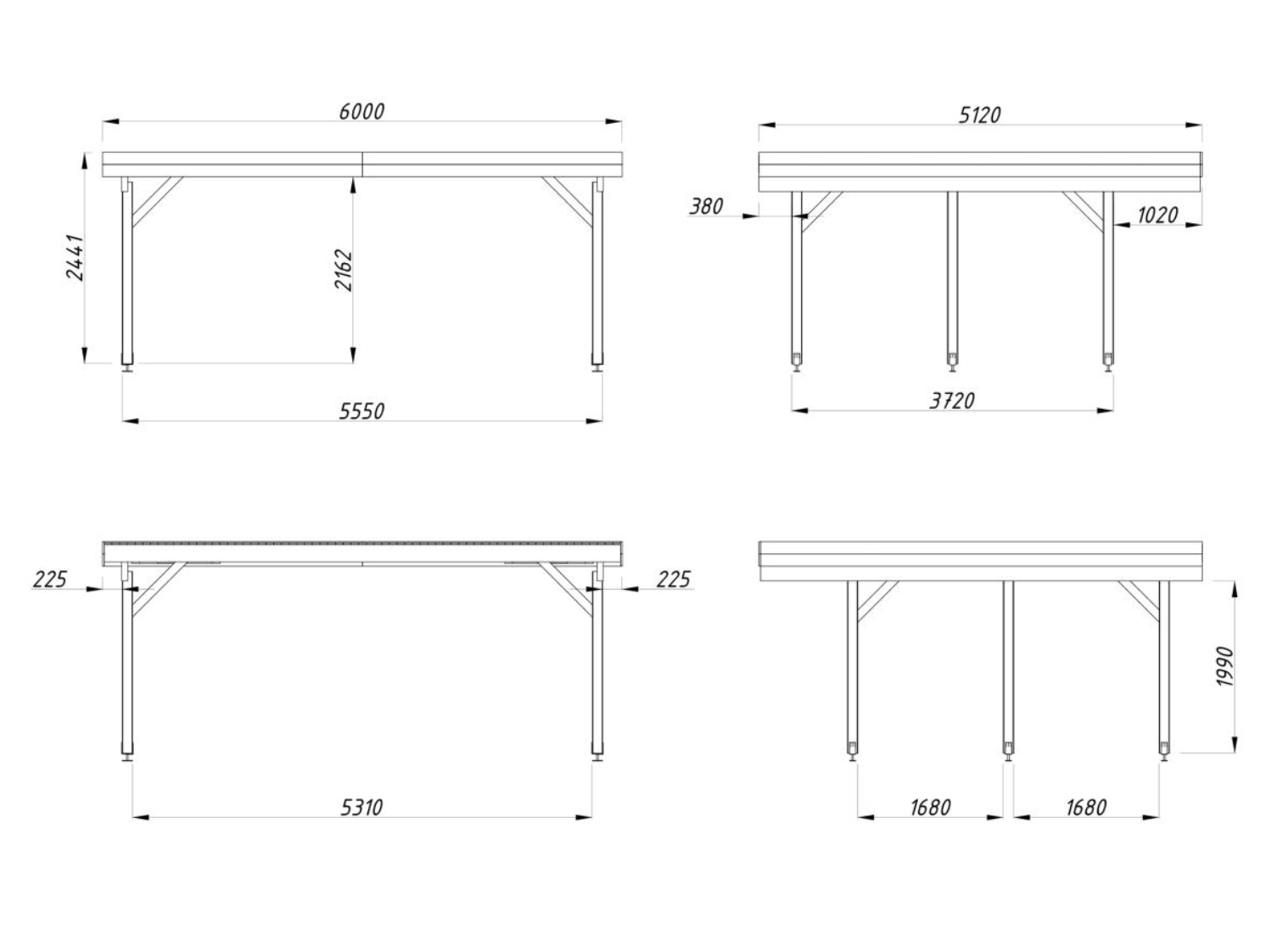 Palmako | Karl M (18'4" x 12'2" | 222 sq.ft.) Large Pavilion or Modern Flat Roof Double Carport