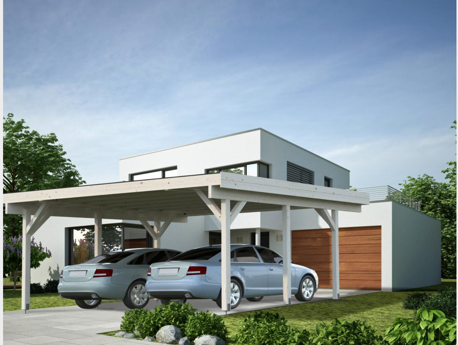 Palmako | Karl M (18'4" x 12'2" | 222 sq.ft.) Large Pavilion or Modern Flat Roof Double Carport