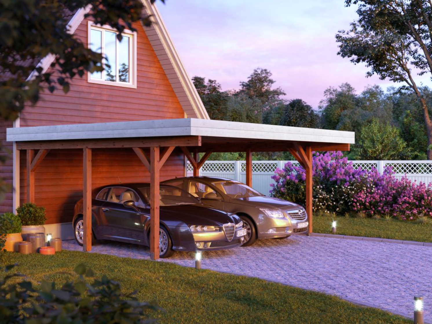 Palmako | Karl M (18'4" x 12'2" | 222 sq.ft.) Large Pavilion or Modern Flat Roof Double Carport