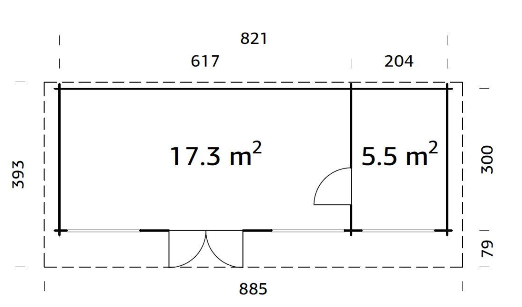 Palmako | Heidi XL (27'7" x 10'6" | 245 sq.ft. | 2.8") Large 2-Room Log Garden House