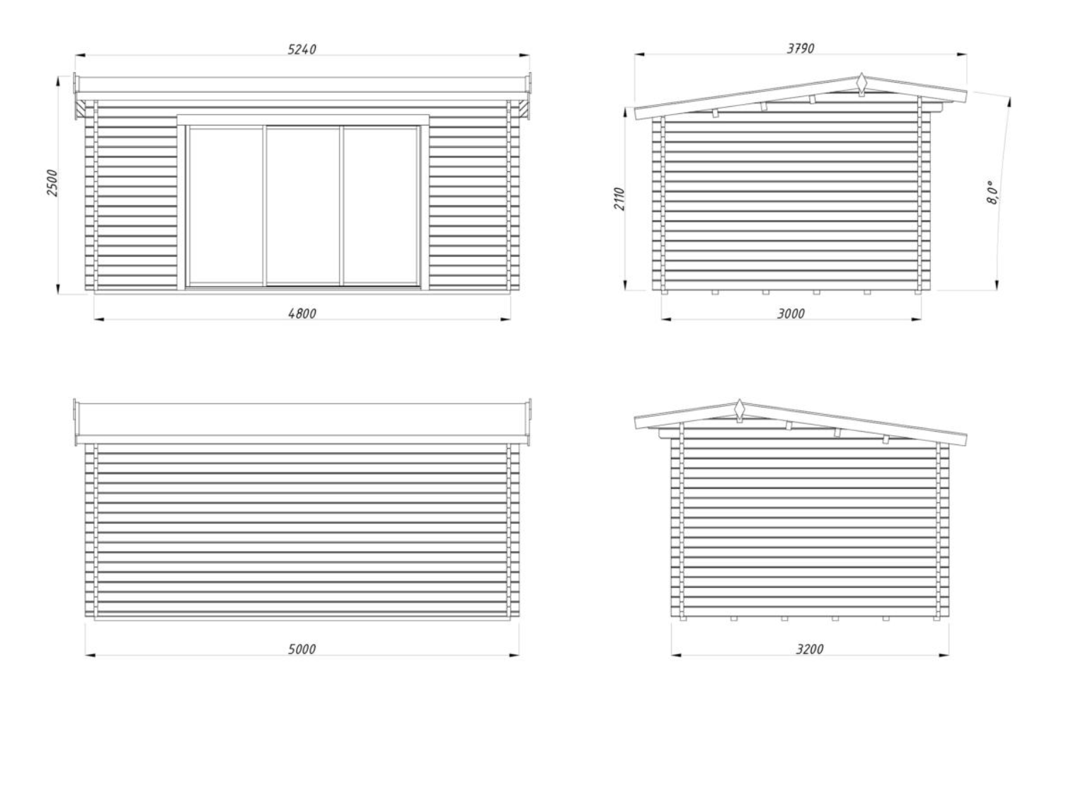 Palmako | Ines L (16'5" x 10'6" | 147.5 sq.ft. | 1.7") Spacious Garden Office with Sliding Doors
