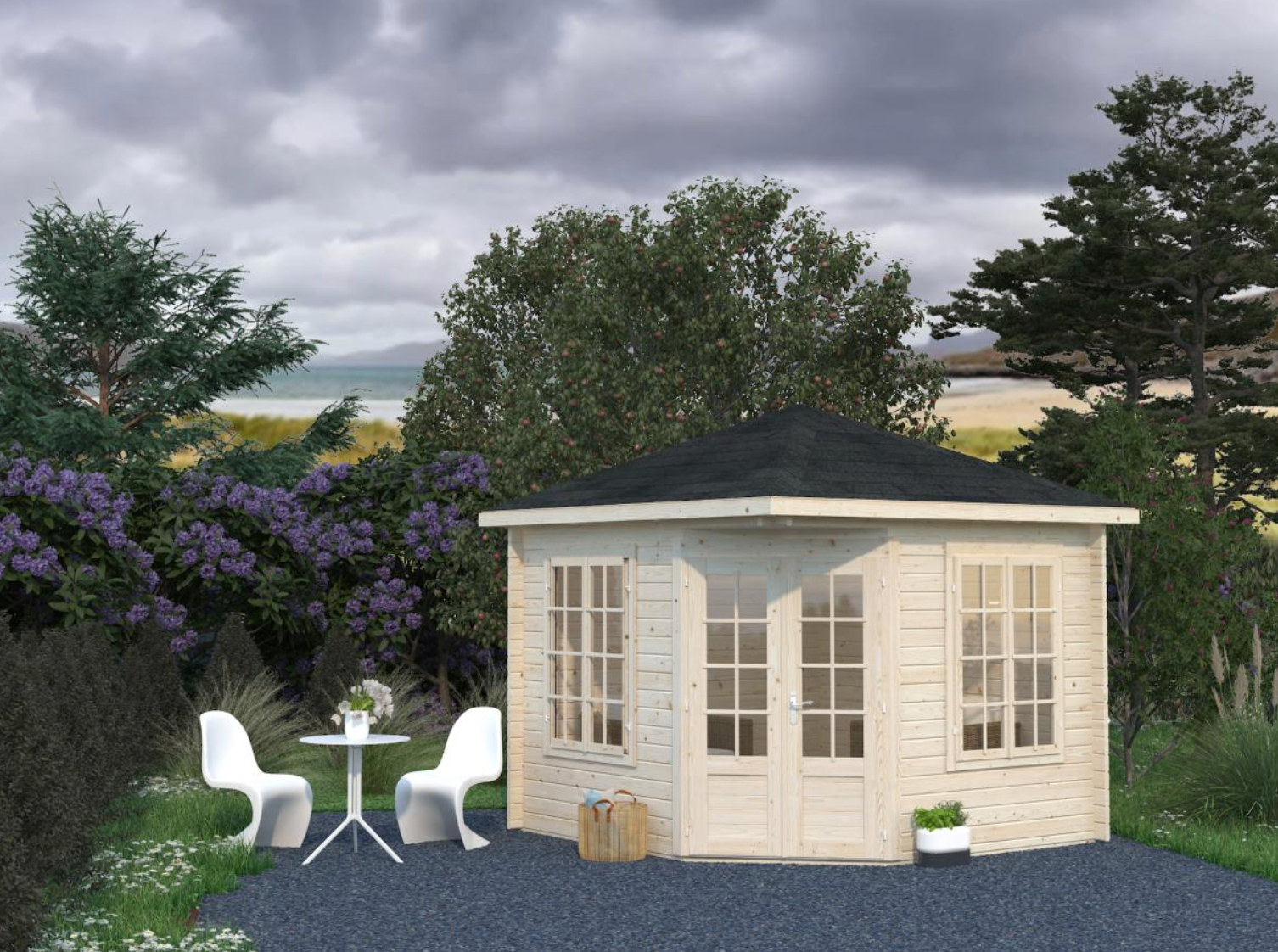 Palmako | Melanie XS (9′2″ × 9′2″ | 74.3  sq.ft. | 1.7″) Heavy Duty Corner Summer House