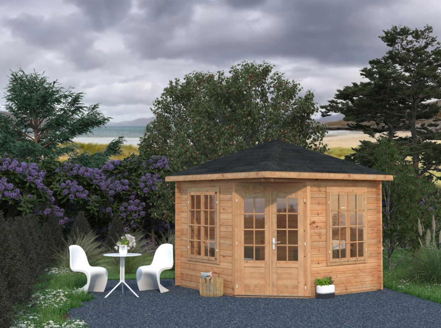 Palmako | Melanie XS (9′2″ × 9′2″ | 74.3  sq.ft. | 1.7″) Heavy Duty Corner Summer House