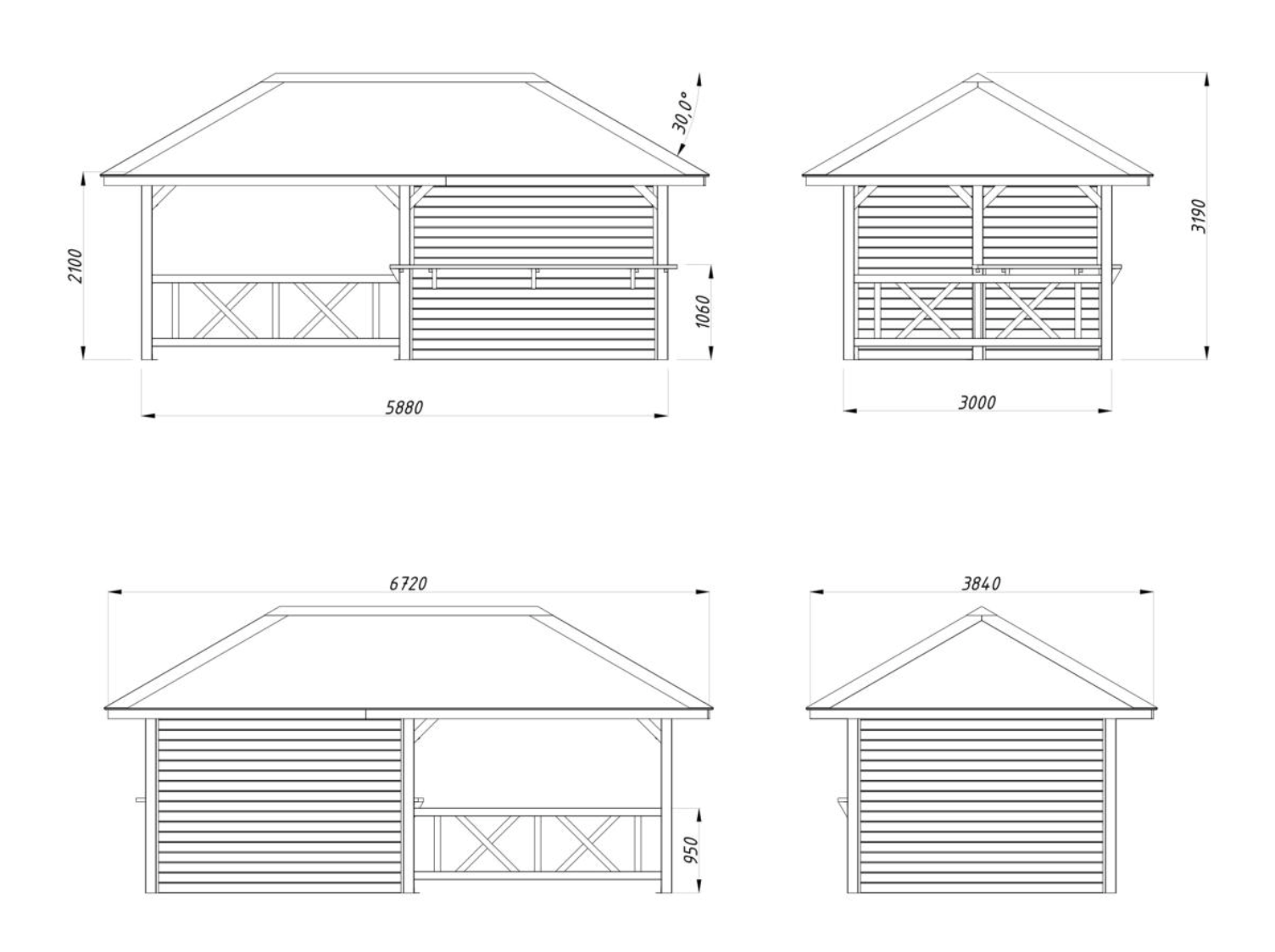 Palmako | Bianca 110 (19'3" x 9'10" | 179 sq.ft.) Garden Bar With Canopy