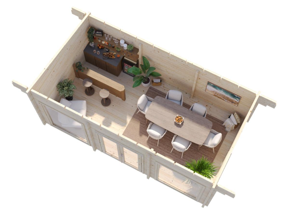 Palmako | Heidi M (21'0" x 11'10" | 212 sq.ft. | 2.8") Modern All-Season Log Garden House