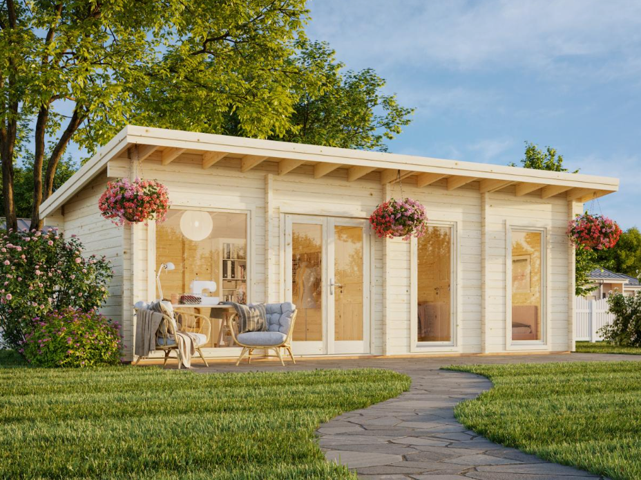Palmako | Heidi L (27'7" x 10'6" | 242 sq.ft. | 2.8") Large 3-Room Log Garden House