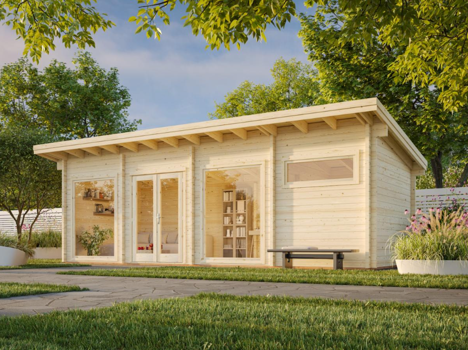 Palmako | Heidi XL (27'7" x 10'6" | 245 sq.ft. | 2.8") Large 2-Room Log Garden House
