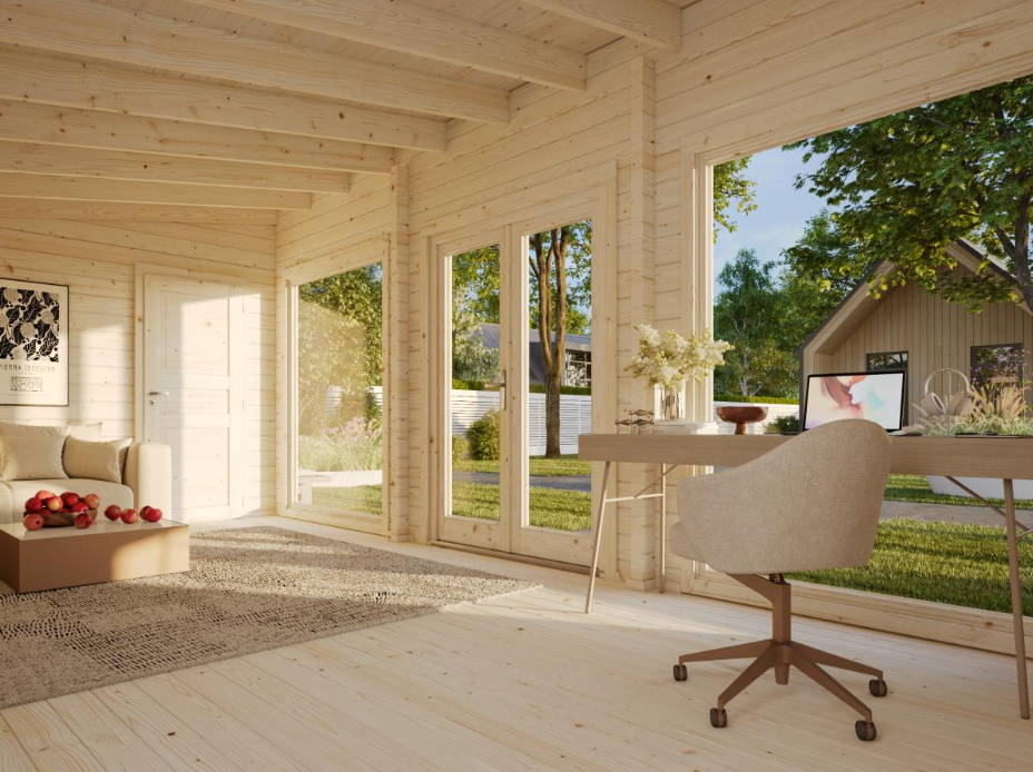 Palmako | Heidi XL (27'7" x 10'6" | 245 sq.ft. | 2.8") Large 2-Room Log Garden House