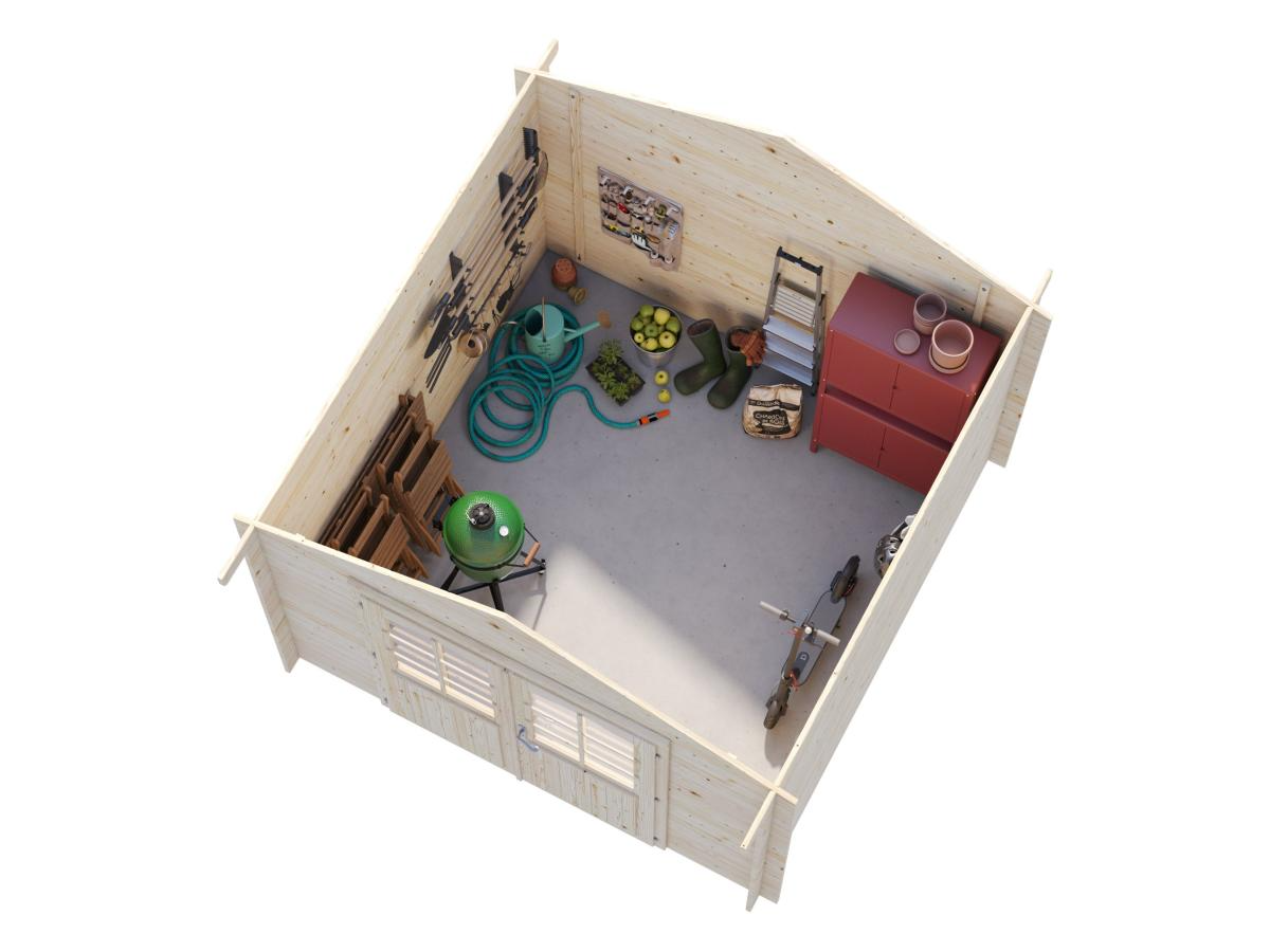 Palmako | Lotta S (9'10" x 9'10" | 78.6 sq.ft. | 1.1") Garden Storage Log Cabin