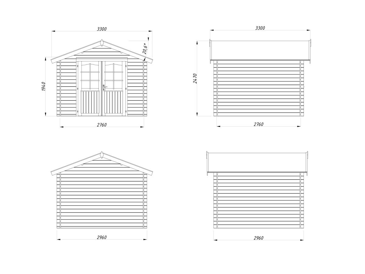 Palmako | Lotta S (9'10" x 9'10" | 78.6 sq.ft. | 1.1") Garden Storage Log Cabin