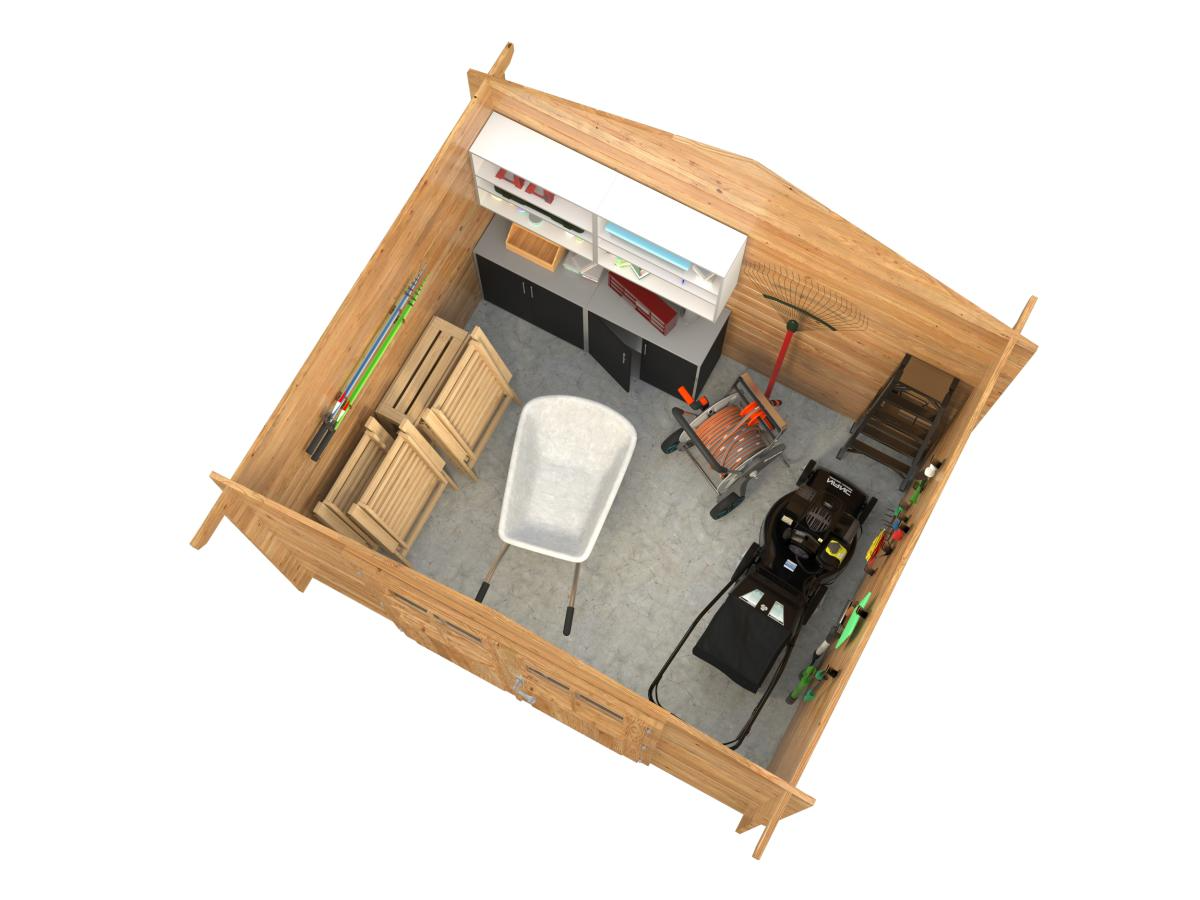 Palmako | Valentine M (9'9" x 8'2" | 65.7 sq.ft. | 1.1") Pressure Treated Double Door Garden Shed Log Cabin