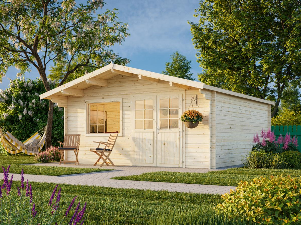 Palmako | Britta XL (16'5" x 16'5" | 240 sq.ft. | 1.6") Swiss Chalet Style Garden Log Cabin