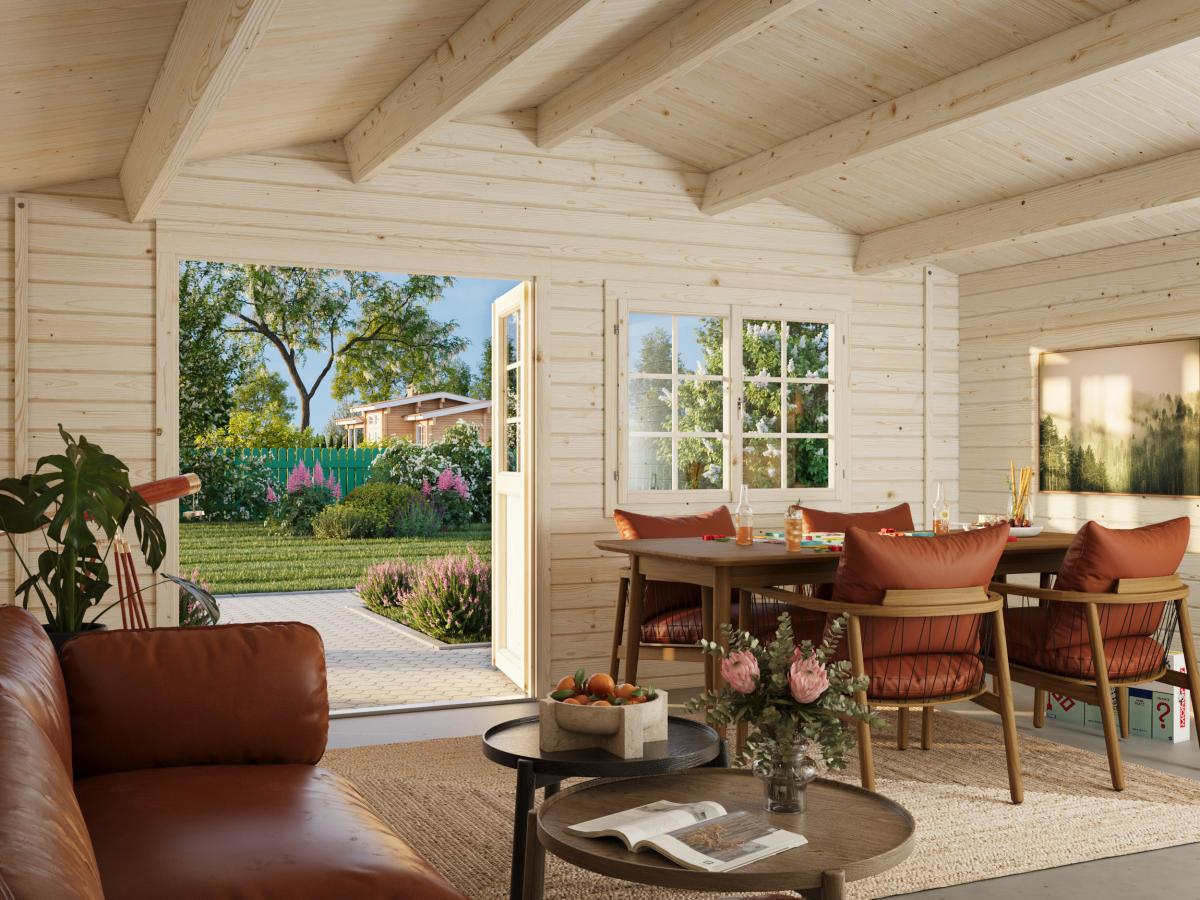 Palmako | Britta XL (16'5" x 16'5" | 240 sq.ft. | 1.6") Swiss Chalet Style Garden Log Cabin