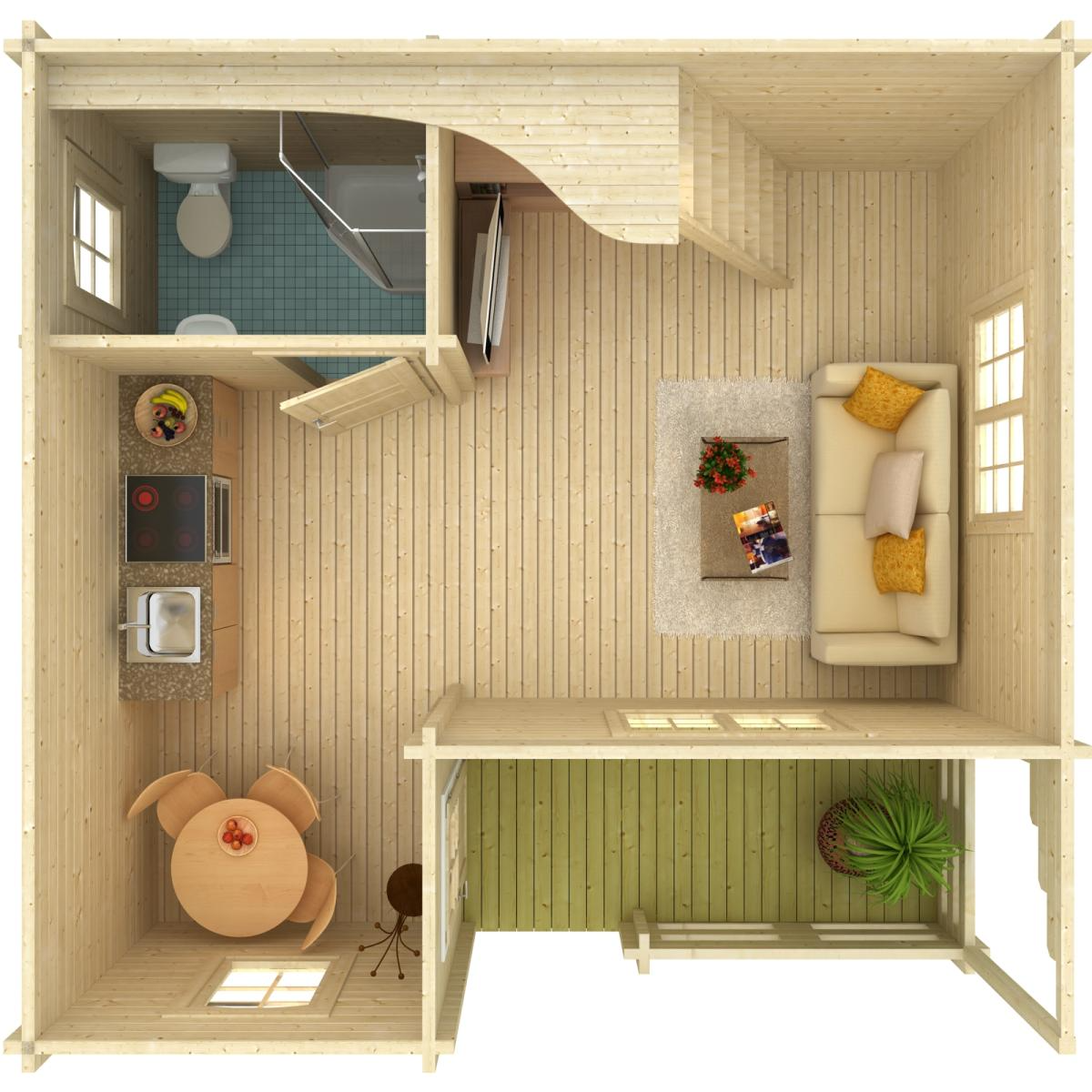 Palmako | Emily (19'4" x 18'8" | 430.6 sq.ft. | 2.8") Log Cabin Holiday Chalet
