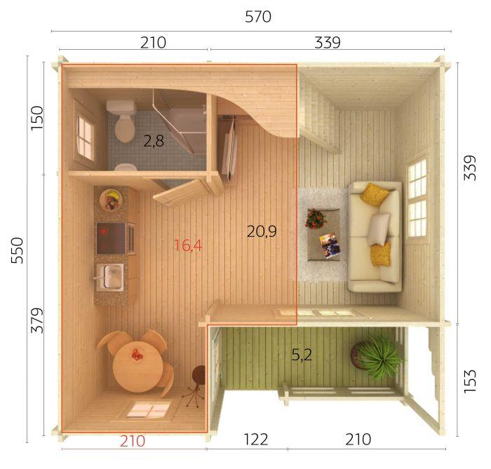 Palmako | Emily (19'4" x 18'8" | 430.6 sq.ft. | 2.8") Log Cabin Holiday Chalet