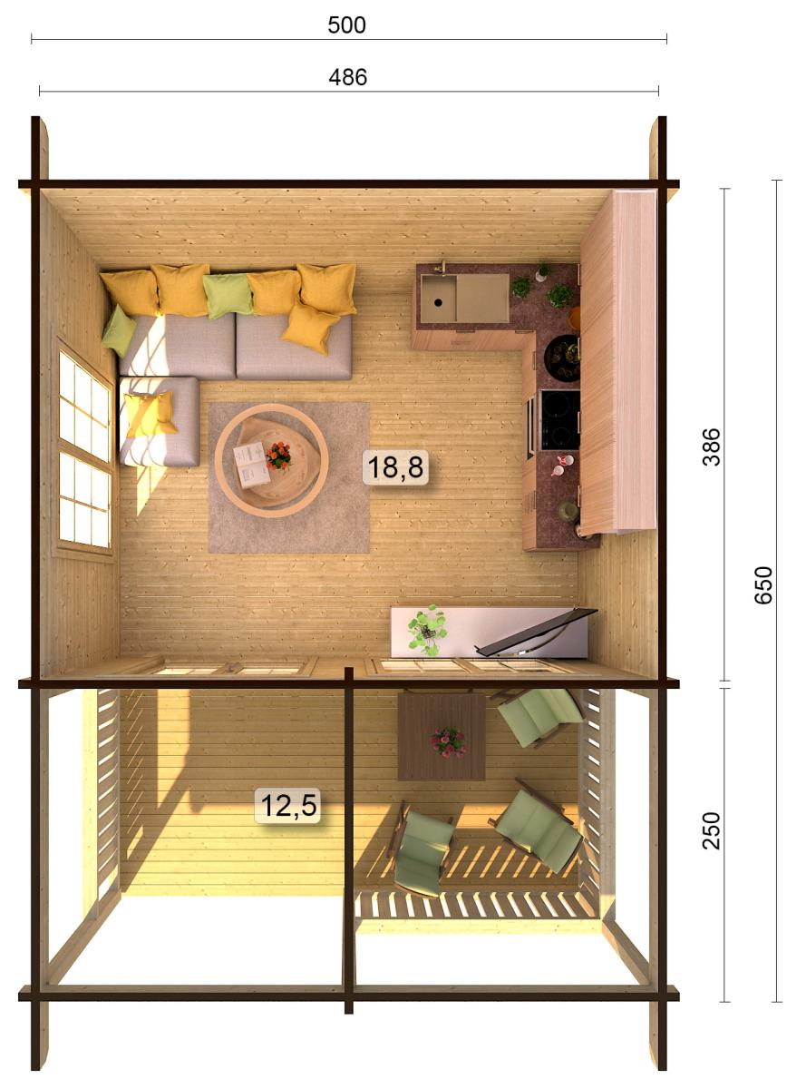 Palmako | Agneta M (17'1" x 13'9" | 202.4 sq.ft. | 2.7") Summer House with a Spacious Veranda