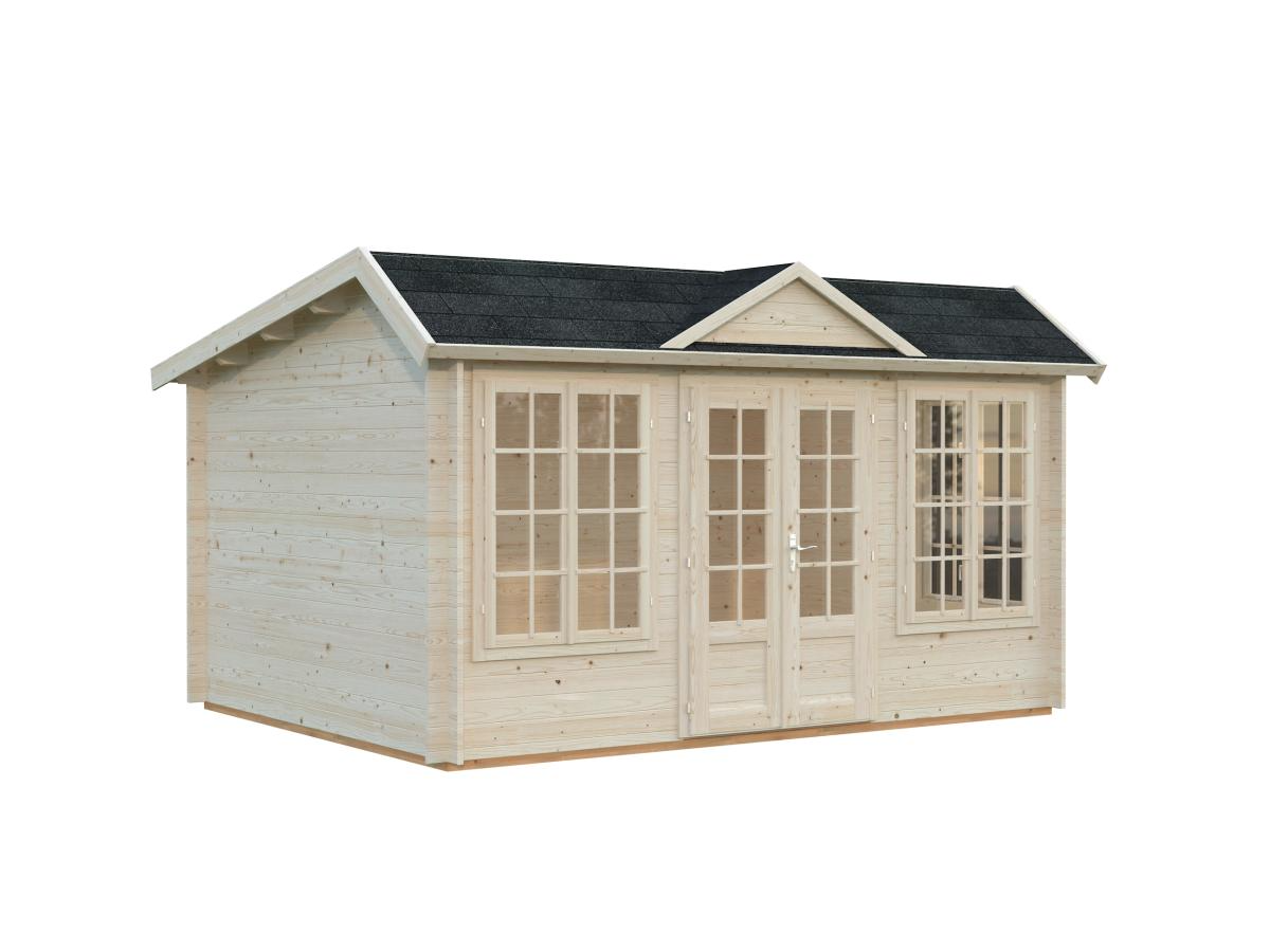 Palmako | Claudia Pent M (13'9" x 10'6" | 123.8 sq.ft. | 1.3") Under 2.5m Clockhouse Style Log Cabin