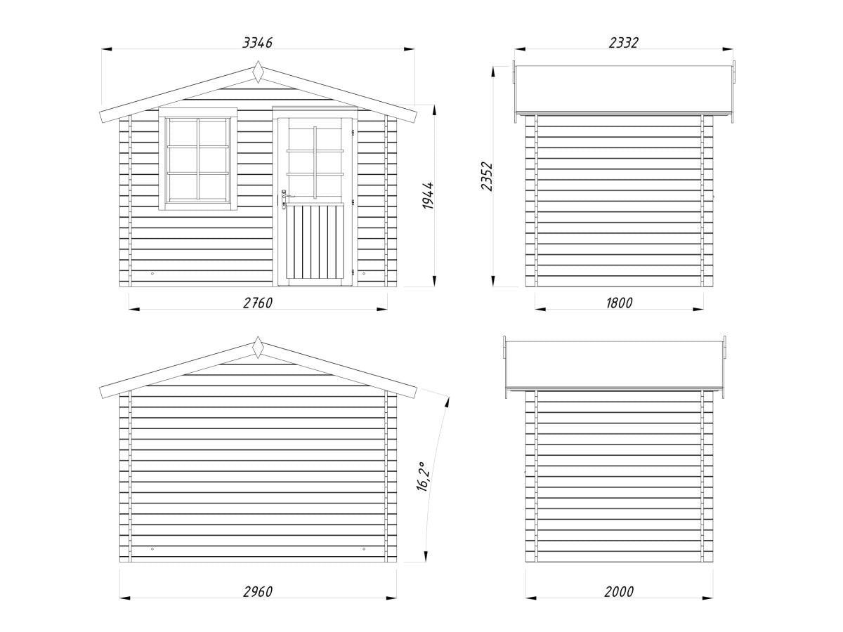 Palmako | Klara S (9'10" x 6'7" | 50.6 sq.ft. | 1.1") Beach Hut Style Tiny Log Cabin or Garden Shed